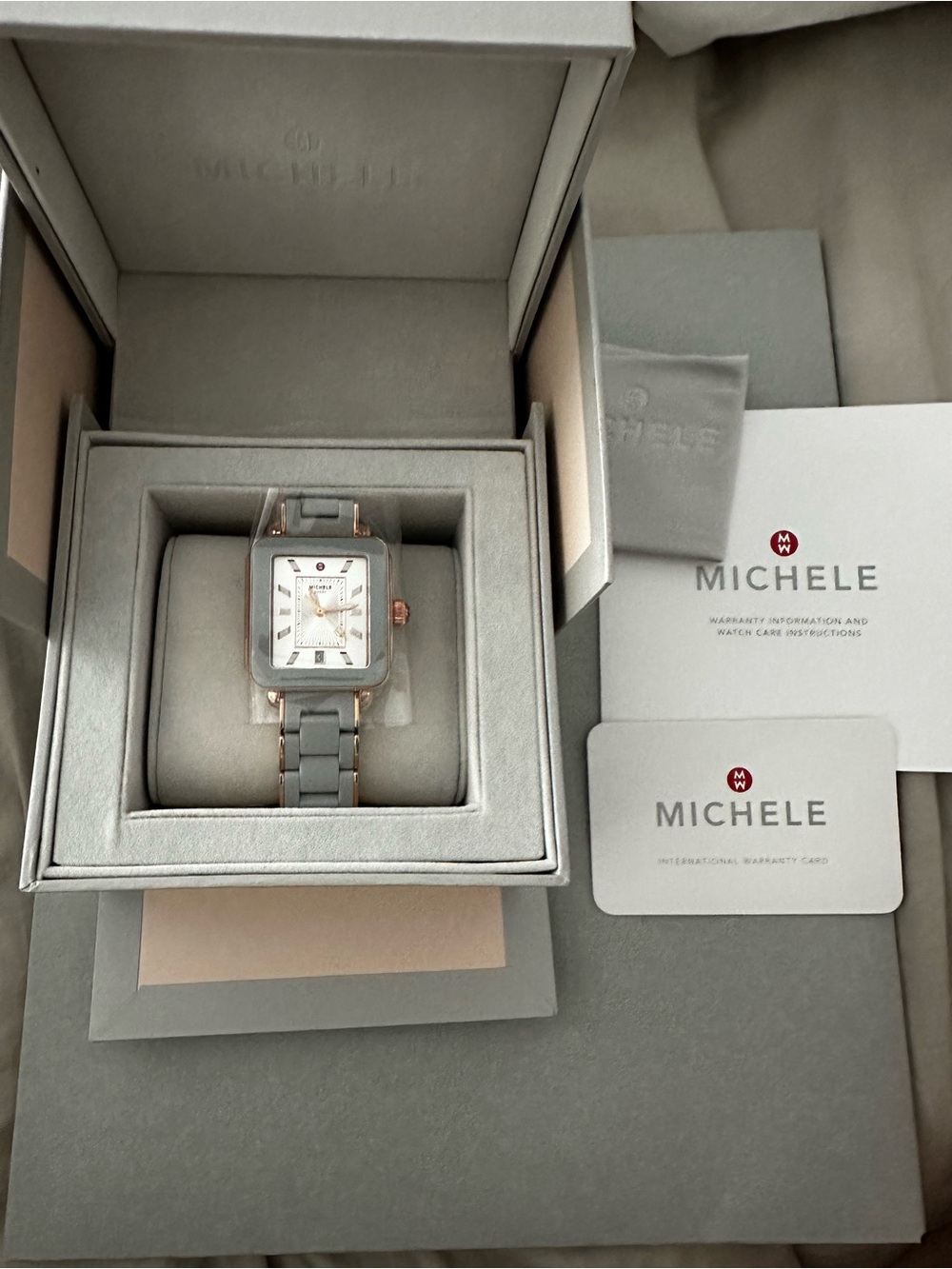 Michele Deco Sport Rose-Gold and Gray Wrapped Silicone Watch - Picture 2 of 5